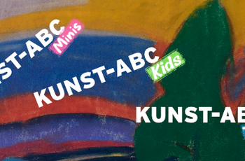 Gemälde mit Aufschrift Kunst-ABC für Minis, Kids und Teens