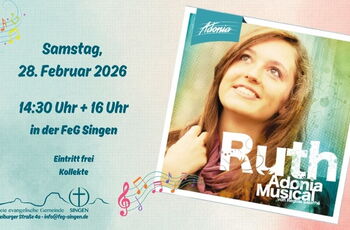 Aushang mit Informationen zum Musical und Foto eines Mädchens