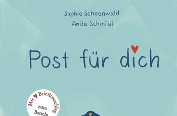 Buchcover: Eine Brieftaube mit Mütze und Brief sitzt auf dem Kopf eines Bären