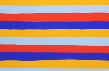 Zeichnung: Waagerechte Streifen in Blau, Rot, Hellblau und Gelb