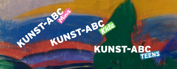 Gemälde mit Aufschrift Kunst-ABC für Minis, Kids und Teens