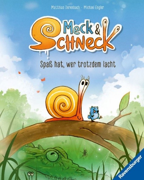 Buchcover: Zeichnung einer Schnecke, eines kleinen blauen Nagetiers und eines Krokodils
