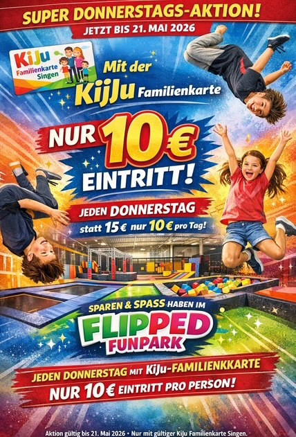 Plakat: Indoor-Spielplatz, Kinder springen auf Trampolin